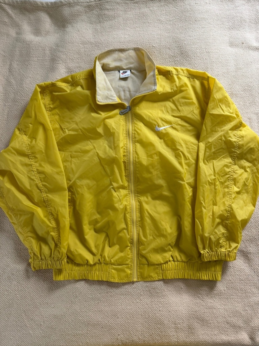 Nike Vintage Mens Large Yellow Full Zip Lightweight Packable Jacket